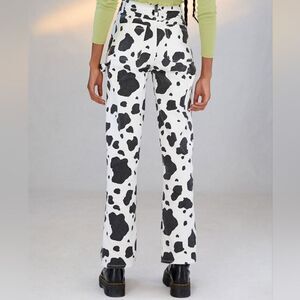 PacSun Women's Size 25 Cow Print Jeans 90s BF Carpenter Black White